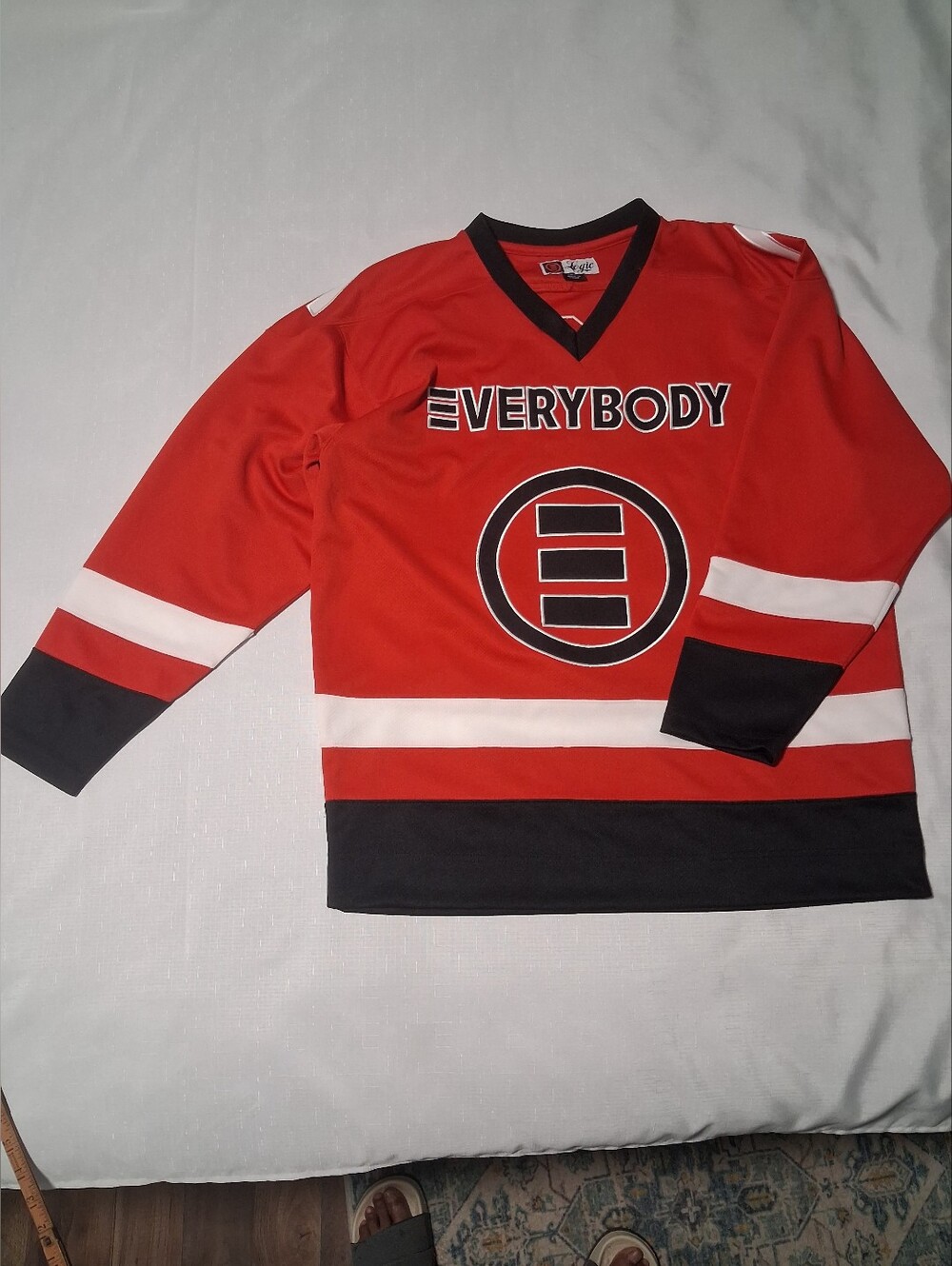 Red Logic Hip Hop V-Neck Hockey Pullover Sweater